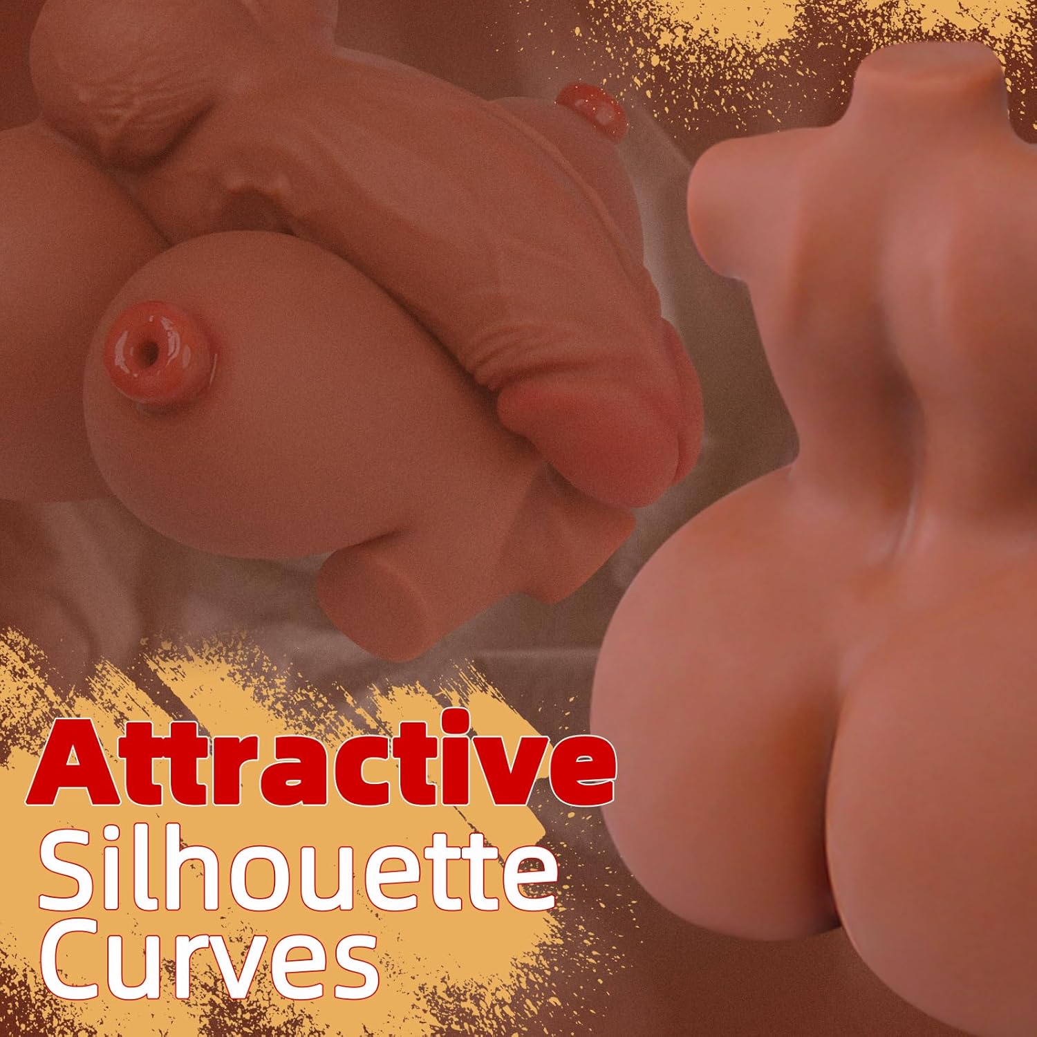21.6 Lbs Shemale Sex Doll with 5 Holes, 5 in 1 FUTA Sex Doll with Big Penetrable Nipples and Penis, Trans Sex Toy Male Huge Boobs and Ass for Gay Couple Male Masturbation (Wheat)