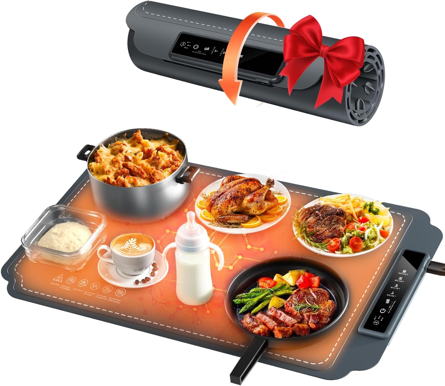 WHATOOK Chauffe Plat Électrique: Plaque Chauffante Pliable Flexible avec 4 Température Réglable et Minuteur, Chauffe Assiette à Réchaud pour Fêtes, Buffets, Réunions de Famille - Amazon product rated Grade B