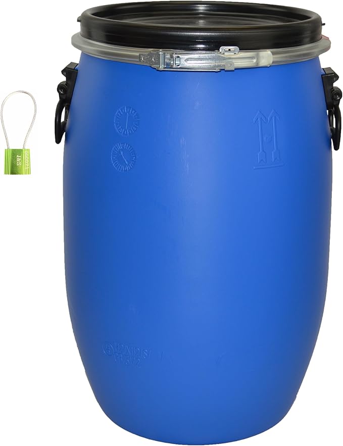 Buy ITP Packaging 2 X 30 Litre Open Top Plastic Storage Shipping Barrel Drum Keg For Transporting And Exporting Food Cereal Clothing Complete With Lid And Latch Ring Un Approved Air Tight Food Grade