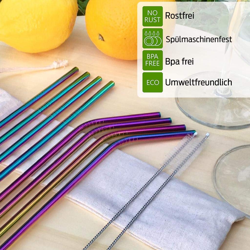 Rainbow Straws Roestvrijstalen rietjes, kleurrijk, herbruikbare metalen rietjes, korte en lange regenboog metalen rietjes, roestvrij stalen rietje Rainbow Straws Roestvrijstalen rietjes, kleurrijk, herbruikbare metalen rietjes, korte en lange regenboog metalen rietjes, roestvrij stalen rietje