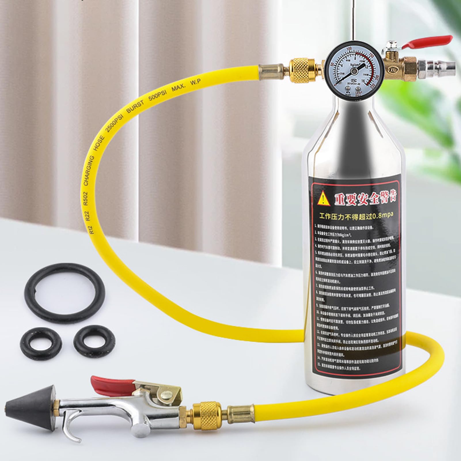 Kit Per Il Lavaggio Del Condizionatore,Set di Pulizia per Climatizzazione Auto | Strumento Pulizia Circuiti Con Manometro E Tubo Per Veicoli