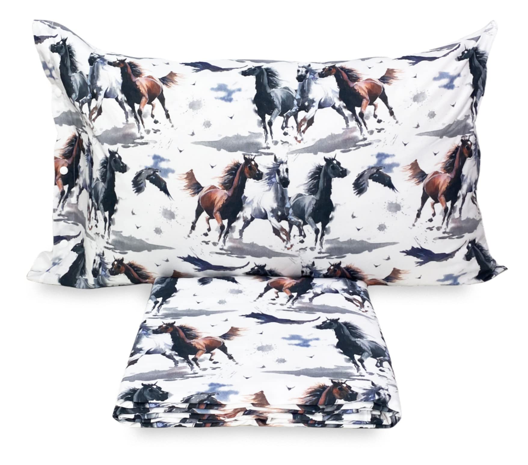 Tex family Copripiumino Cavallo Cavalli in Corsa in Puro Cotone Made in Italy - Singolo 1 Piazza CM. 155X200