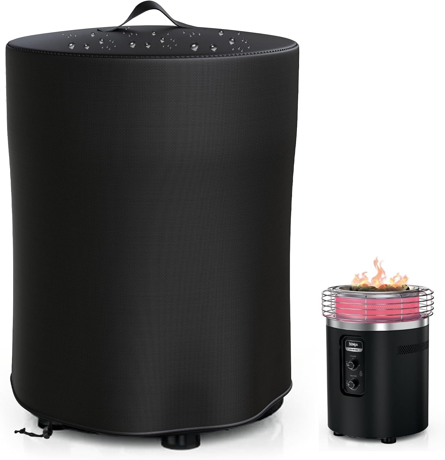 Fire Pit Cover for Ninja Fireside360 Outdoor Heater & Fire Pit, 23"Dia x 27"H 600D Waterproof Cover with Handle & Drawstring, Elevation Shelter for Ninja Firepit, Weather-Resistant Protector