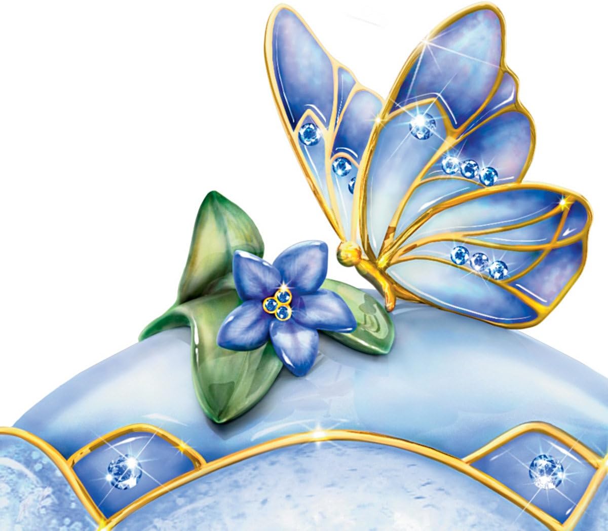 The Bradford Exchange Butterfly Floral Art Heirloom Porcelain Music Box: Whispering Wings