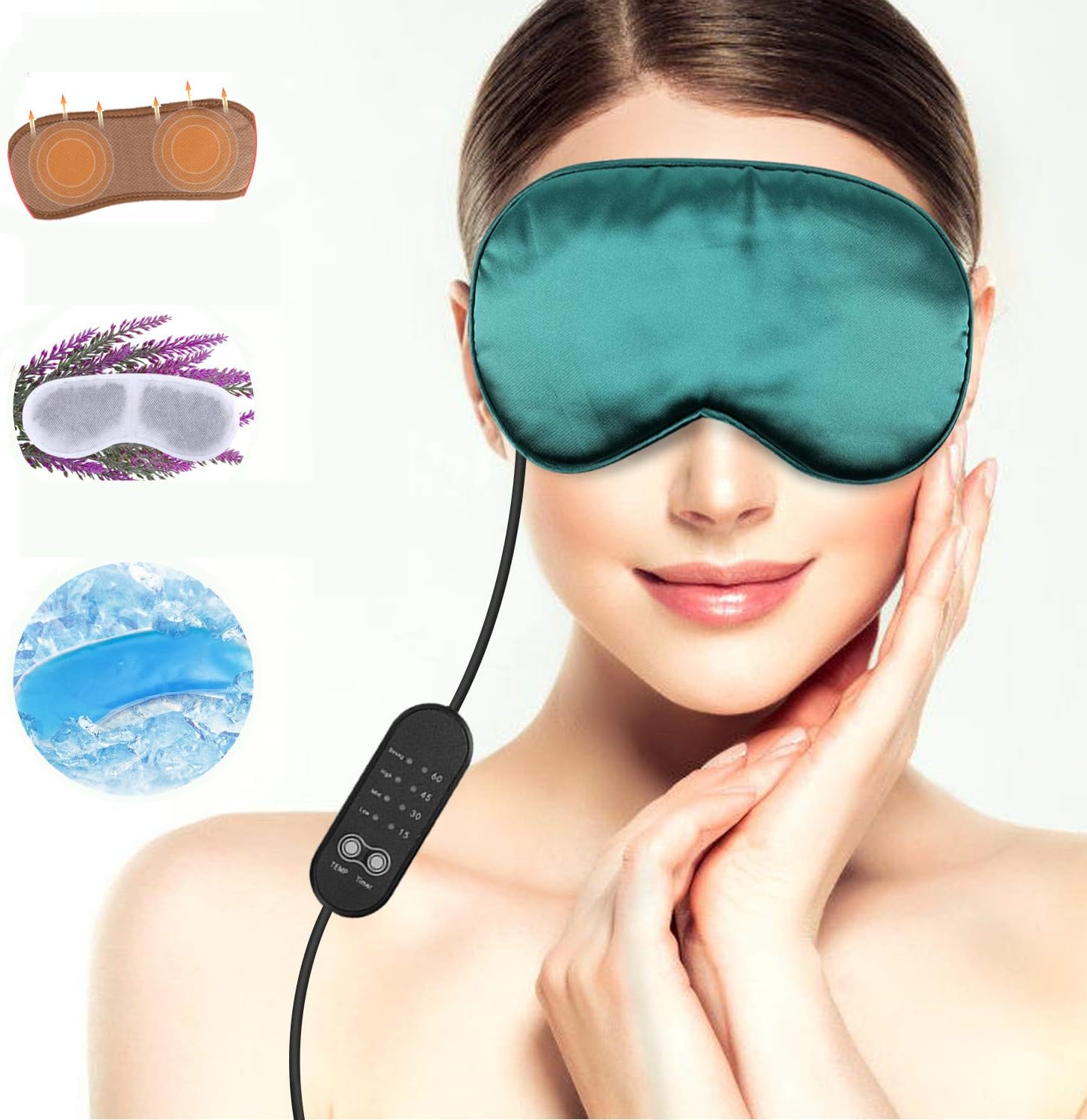 Lavender Silk Heated Eye Mask for Sleeping, USB Heated Eye Mask Silk