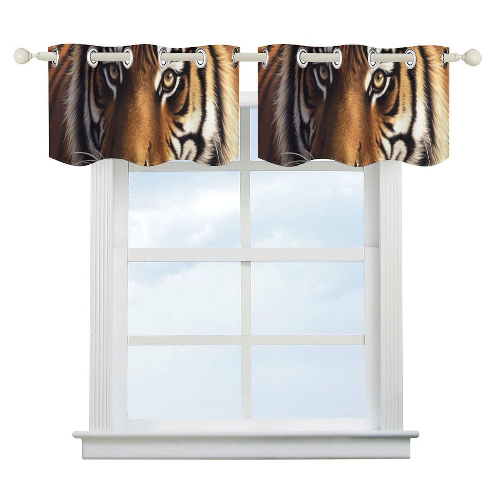 Rideaux de cuisine isolants thermiques tigre du Bengale 2pcs
