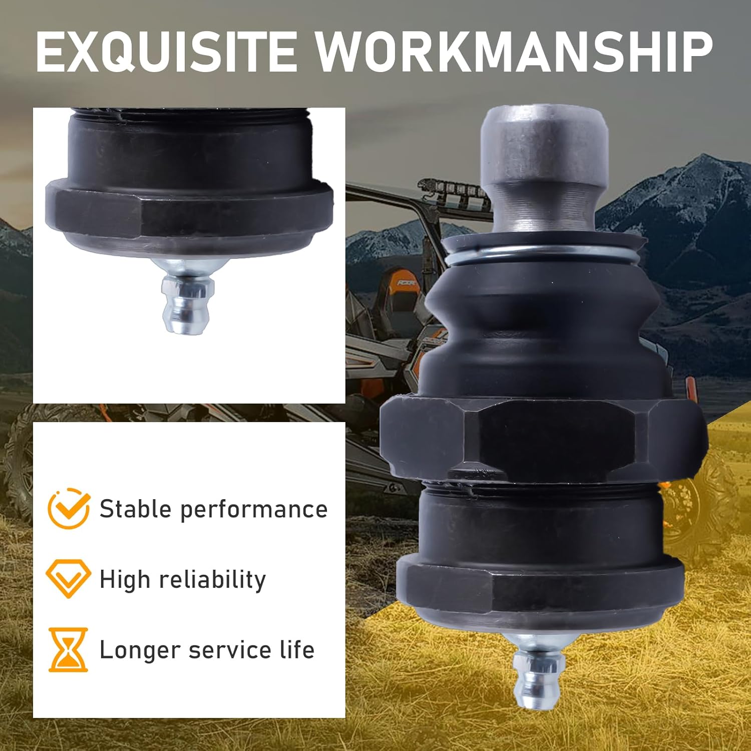 Ball Joints for Polaris RZR Compatible with 2014-2024 Polaris RZR XP 1000, 1000 EPS, 4 1000, 4 1000 EPS, 4 Turbo, Turbo S Heavy Duty Death Grip Replacement Ball Joint