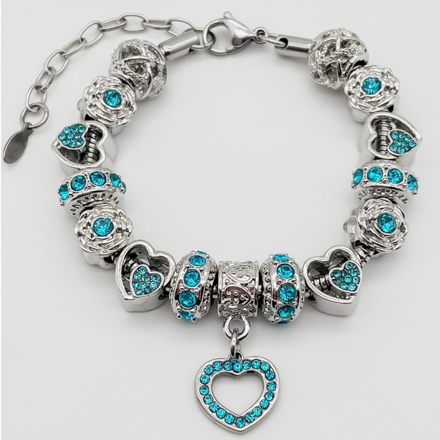 BELLA'S YARD Birthstone Bracelets, Gifts for her, Charm Bracelet for Women, 100% Stainless Steel, Water & Tarnish Resistant, Ideal Anniversary or Birthday Gift for Wife, Jewelry for Mom Girlfriend, 15 Charms Included - Adjustable, Includes Velvet Bag, Simulated Birthstone