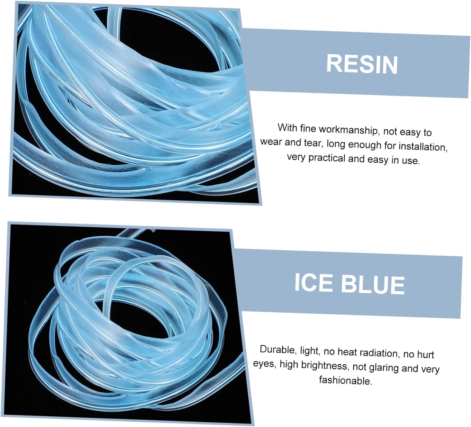 Cabilock 1 Set Flexible USB Ambient Lighting LED Rope Lights for Car Interior Decoration Ice DIY Installation for Dashboard and Door Trims No Heat High Brightness