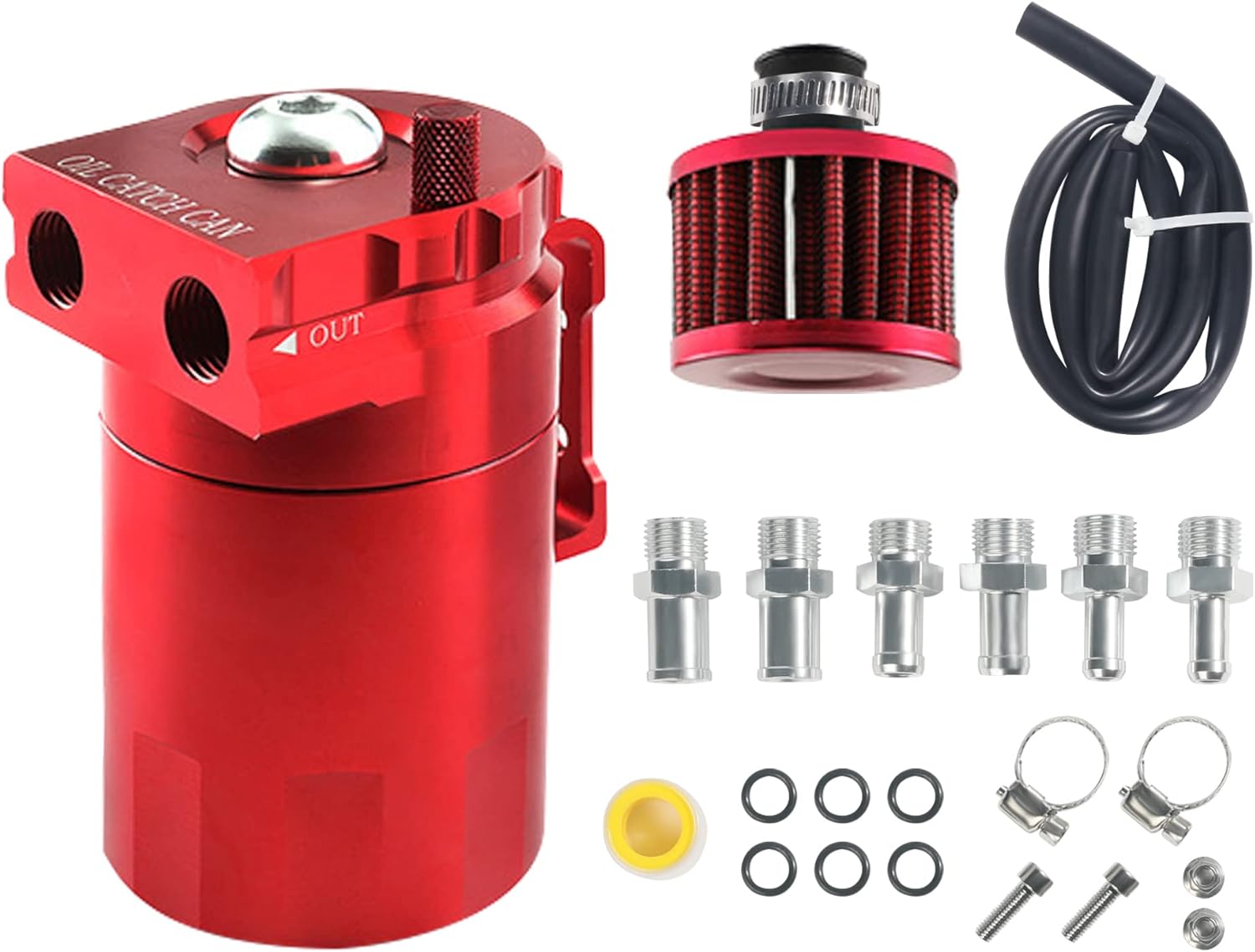 AOCISKA Aluminum Oil Catch Can,Baffled Oil Catch Can Kit