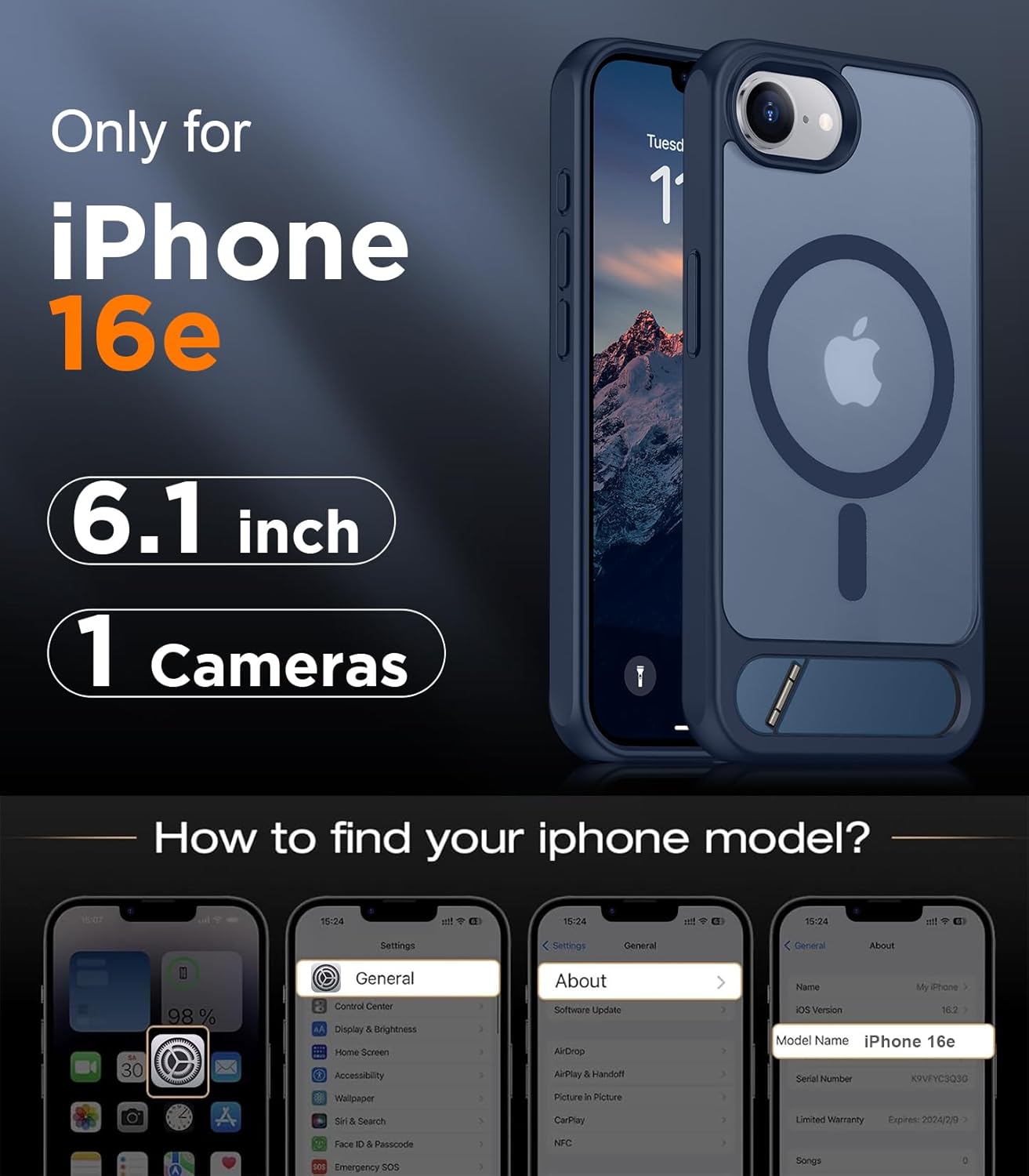 Temdan Magnetic Compatible with SE4 Case, [Built-in Invisible Kickstand][Military Grade Shockproof] Slim Translucent Matte Phone Case - Image 2