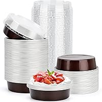 Vista 70 de Beasea Paquete de 20 Moldes para Cheesecake con Tapas, 8 Oz, 4 Pulgadas Moldes Redondos de Papel de Aluminio para Tartas, Contenedor para Muffins