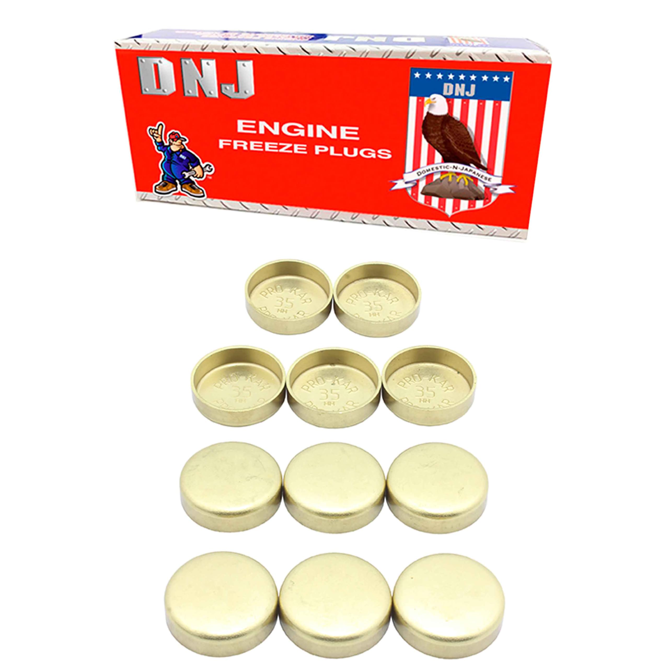 DNJ Freeze Plug Set (Brass) FPS950 For 88-04 Toyota, Lexus/Tacoma, Tundra, 4Runner, T100, Pickup, ES300, Camry, ES250 2.5L-3.4L V6 DOHC, SOHC Naturally Aspirated designation 5VZ-FE,3VZ-E,3VZ-FE