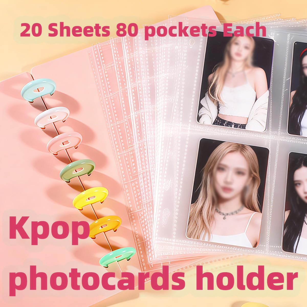 Kpop - Raccoglitore per fotografie, confezione da 2 con 40 pagine, 160 tasche, 7,6 cm, per Fujifilm Instax Mini, foto Polaroid, carte collezionabili standard e carte d'identità, rosa