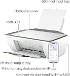 Imprimante tout-en-un couleur sans fil HP Deskjet 2923, Scanner, Copieur, Idéale pour la maison, Essai Instant Ink de 6 mois inclus - AI Activé (B18JWA)