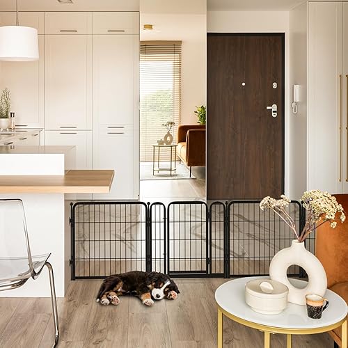 Miniatura 7 de FXW Puerta para perros extra ancha diseñada para uso en interiores, ancho ajustable de hasta 92 pulgadas de ancho (24 pulgadas de alto, 4 paneles de