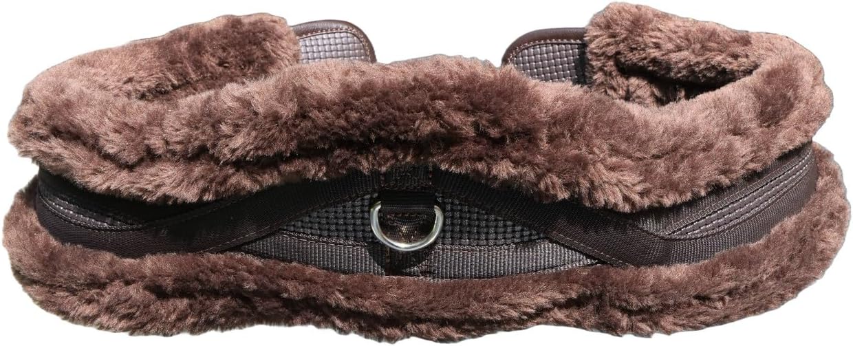 T TEKE Anatomic Luxury Plush Fleece Horse Girth - Contoured Pressure Relief English Girth with Dual-Side Heavy-Duty Elastic, Ultra-Soft Fleece Lining, Stainless Steel Solid-Roller Buckles & D-Ring