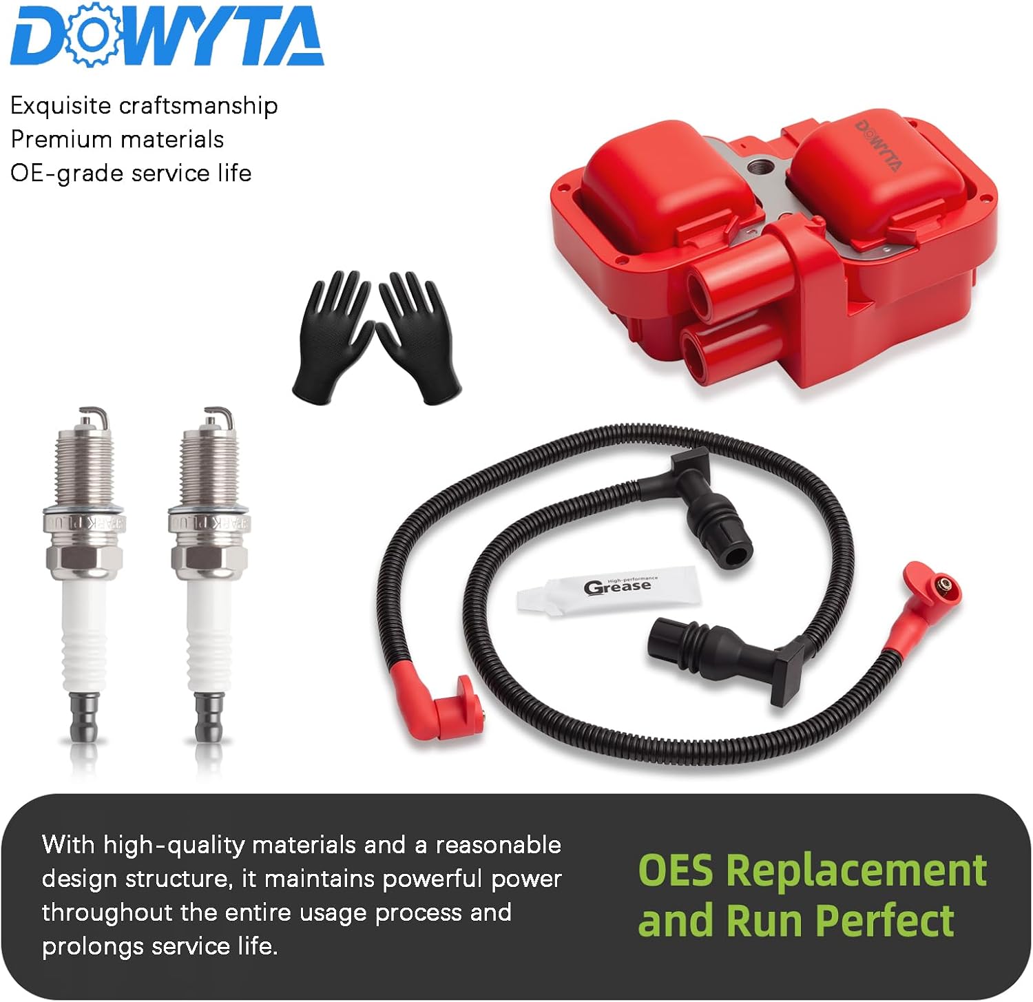 Ignition Coil and Spark Plug w/Wire Cap Compatible with 2011-2017 Polaris Ranger Crew 800 RZR 4 S 800 Replaces 4010425 4012888 4012889 4013078