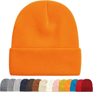 1&2 Packs Beanie for Men Women Men's Beanie Hat Acrylic Knit Cuff Beanie Cap Slouchy Knit Skull Cap Warm Winter hat