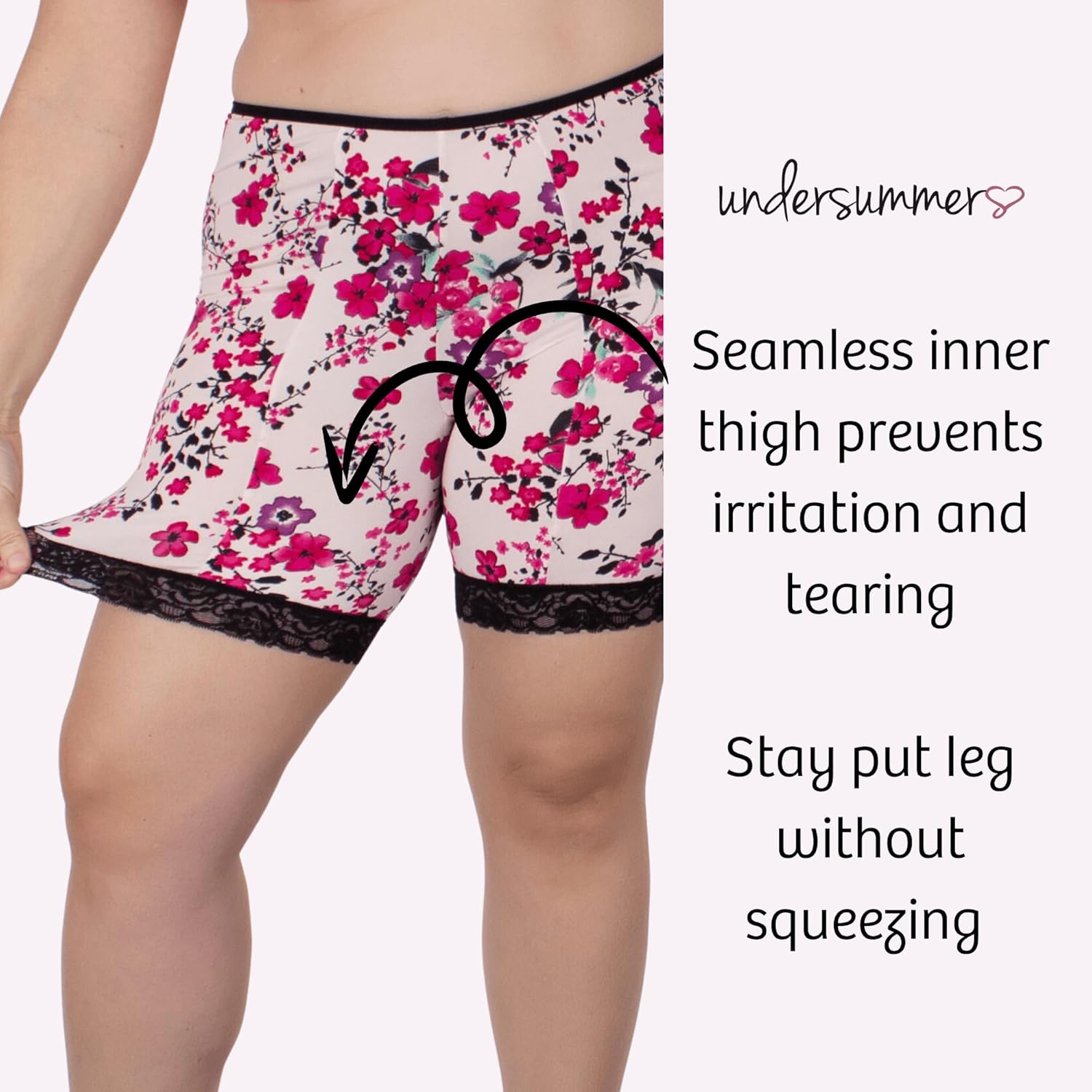 Undersummers Fusion Slip Shorts, Shortlette Thigh Anti Chafing Shorts Women, Slip Shorts for Women Under Dress, 9” Inseam