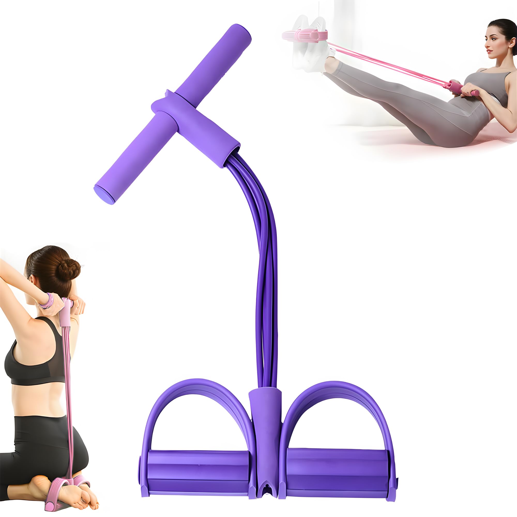 21 opasek oporowych do fitnessu – 4 rurki do pedałów, ulepszony pasek oporowy na nożny z uchwytem, taśmy rozciągające do treningu ramion i nóg, lina do siedzenia dla kobiet