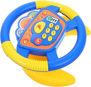 TOYANDONA 360° Rotating Steering Wheel Toy for Kids – U-Shape Base Attachment & Suction Cup, Back Seat Car Steering Wheel for Toddlers, Racing Simulation Driving Toy