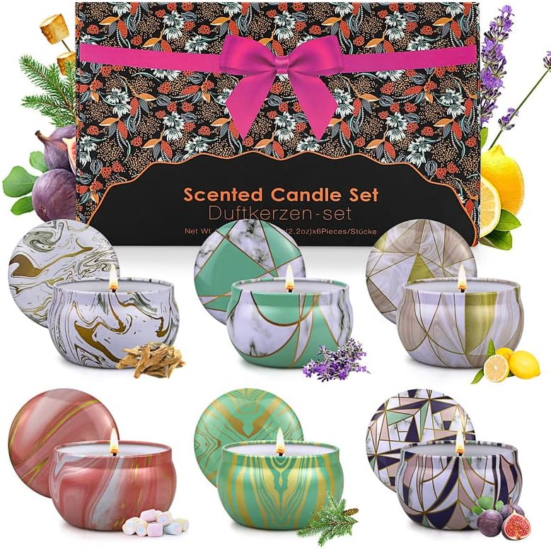 6 Pack Candles Gifts for Women, Valentines Day Candles, Candles for Home Scented, Aromatherapy Candles for Stress Relief, Ideal Gift for Women Friends, Valentines Day Gifts for Her