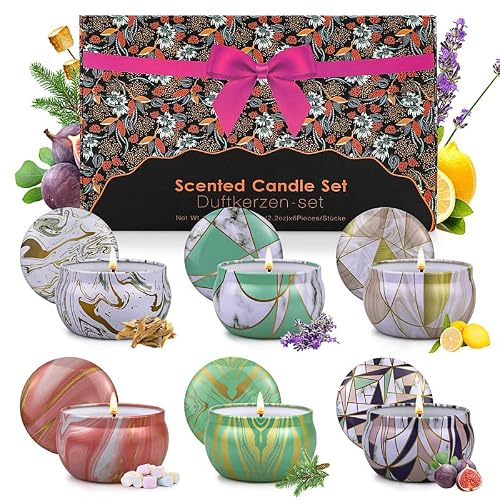 6 Pack Candles Gifts for Women, Valentines Day Candles, Candles for Home Scented, Aromatherapy Candles for Stress Relief, Ideal Gift for Women Friends, Valentines Day Gifts for Her
