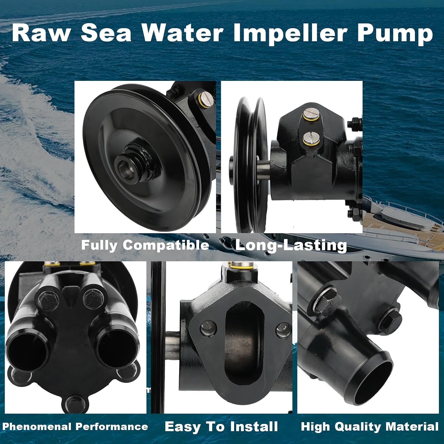 46-807151A8 Raw Sea Water Pump for MerCruiser Bravo 454 502 7.4L 8.2L V8 engines (1992-1999) - Replaces 46-72774A69 46807151A8 - Complete Pump Assembly with Pulley
