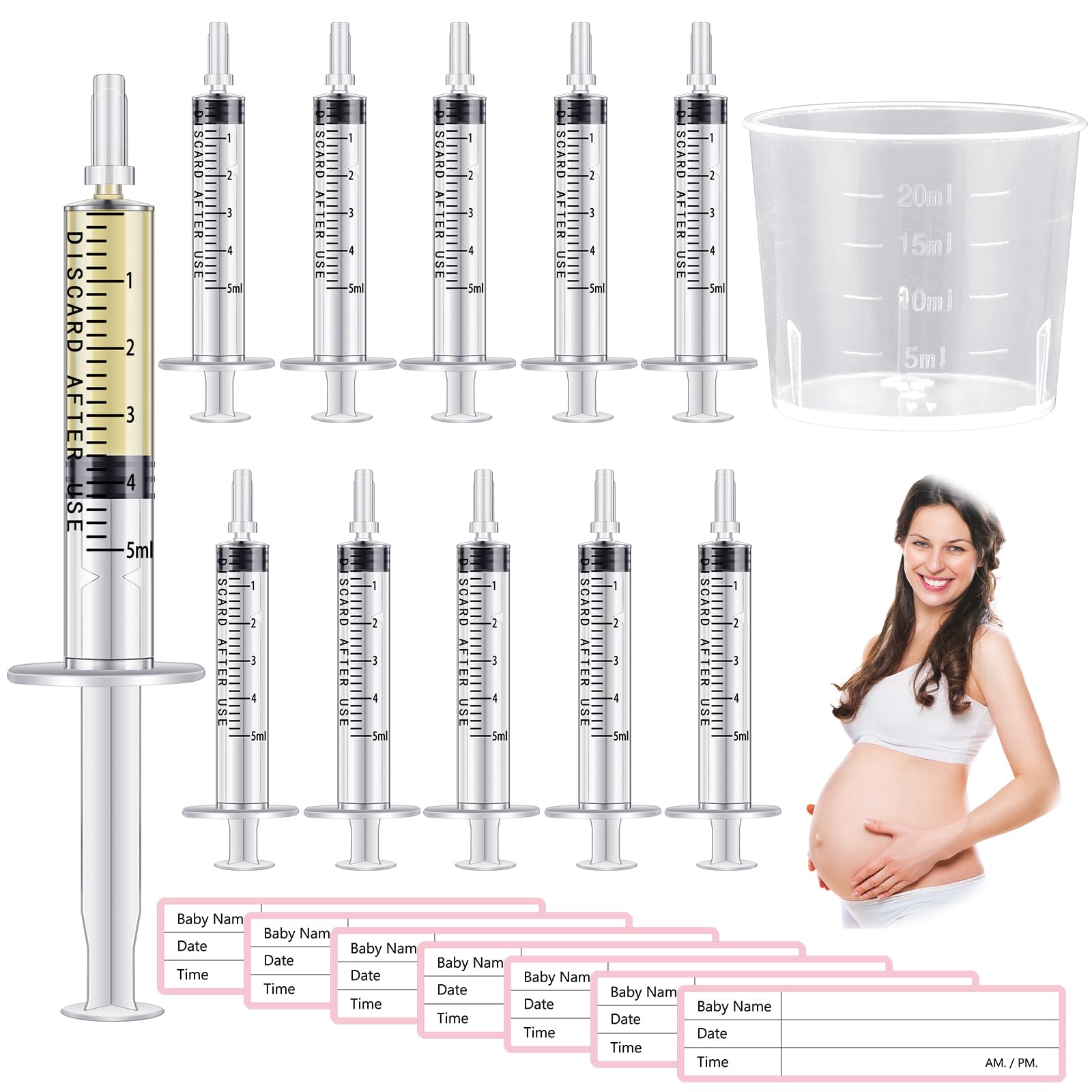 Trelaco 100 Sets 5 Ml Breast Milk Syringes No Needle Colostrum