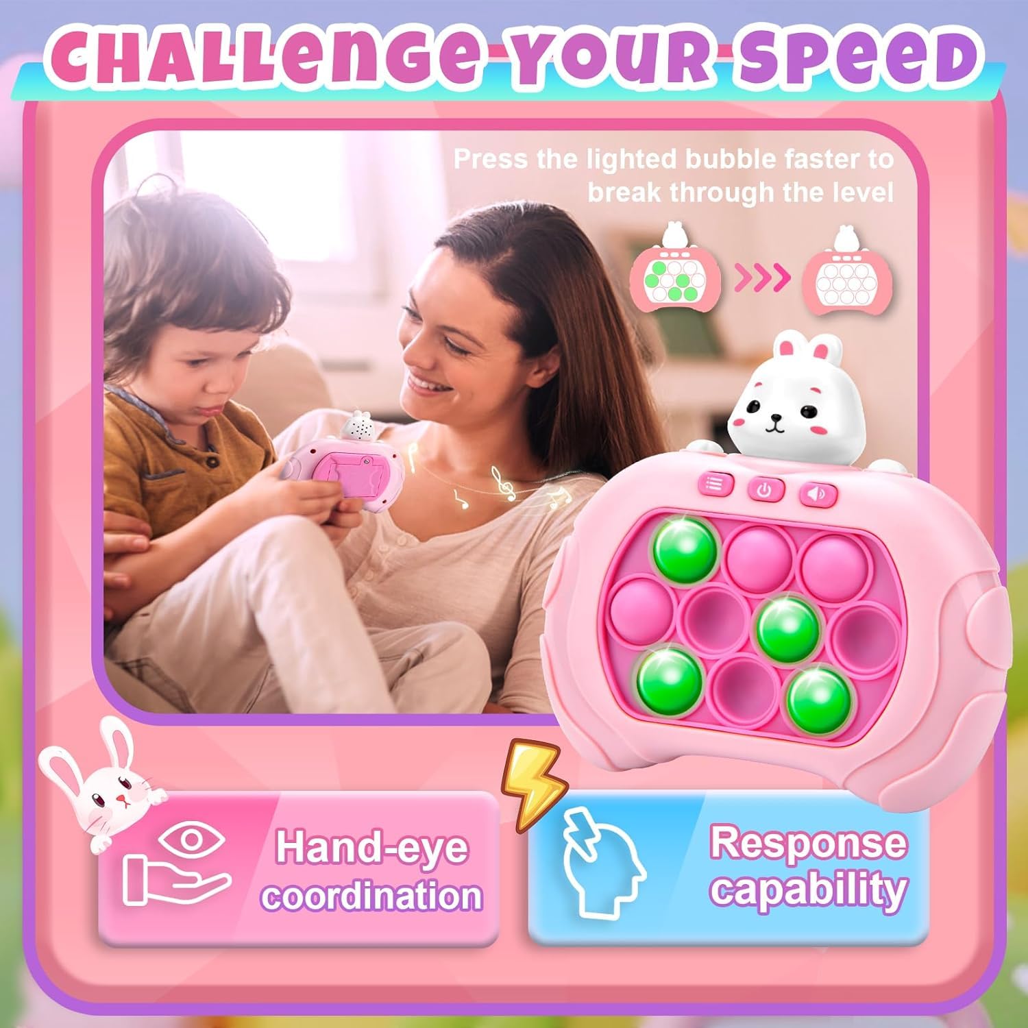 Jeu Électronique Pop It Whack-a-Mole Portable - Console Fidget Sensorielle Pour Enfants Et Adultes