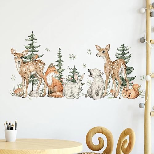 Miniatura 3 de Calcomanías de pared de conejito de ardilla, ciervos del bosque, ciervos, zorros, conejos, caricaturas, animales de la selva, calcomanías de pared