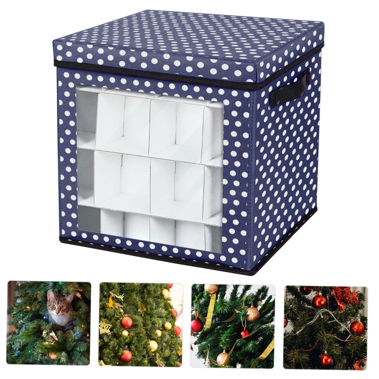 Cabilock Aufbewahrungsbox für Weihnachtskugeln aus Oxford Weihnachtsschmuck und Haushaltsgegenstände Leicht zu Verstauen und Transportieren