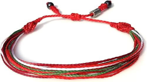 Vista 101 de Rumi Sumaq Pulseras con lazo de bandera del orgullo y el país, macramé tejida anudada a mano, cola de pez y trenzada, pulseras unisex ajustables