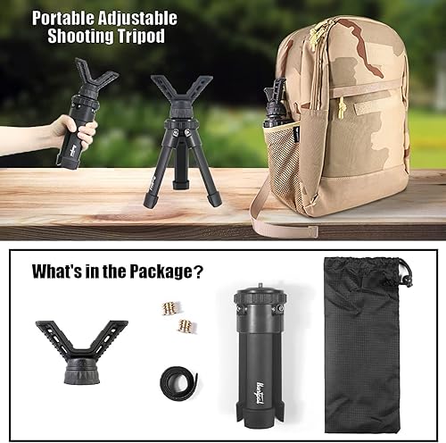 Vista 16 de HUNTPAL Shooting Stick Tripod Gun Rest for Range Table Bench Rifle Shooting Practice, Portable Adjustable Compact Aluminum Construction Stand Gun