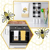 Vista 6 de Tegeme 4 Pcs Bee Kitchen Tea Towel Honey Bee Dish Towels Honeycomb Bath Washcloth Hand Polyester Absorbent Cloths Accessories for Kitchen Decor, 16