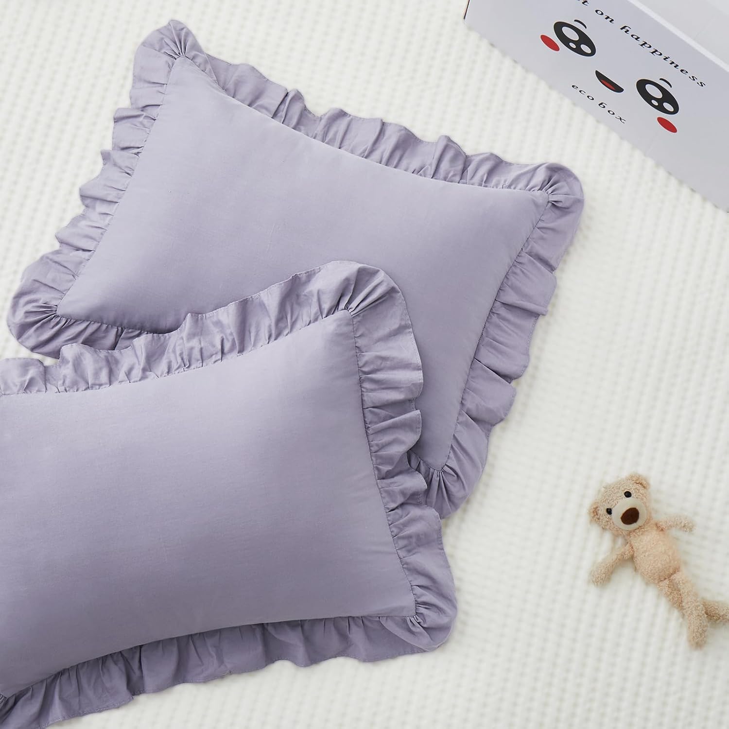 KKJIAF Cotton Toddler Pillowcase 13"x18" Set of 2, Soft & Breathable Toddler Pillow Cover, Envelope Closure Travel Pillow Case for Boys, Girls (White)