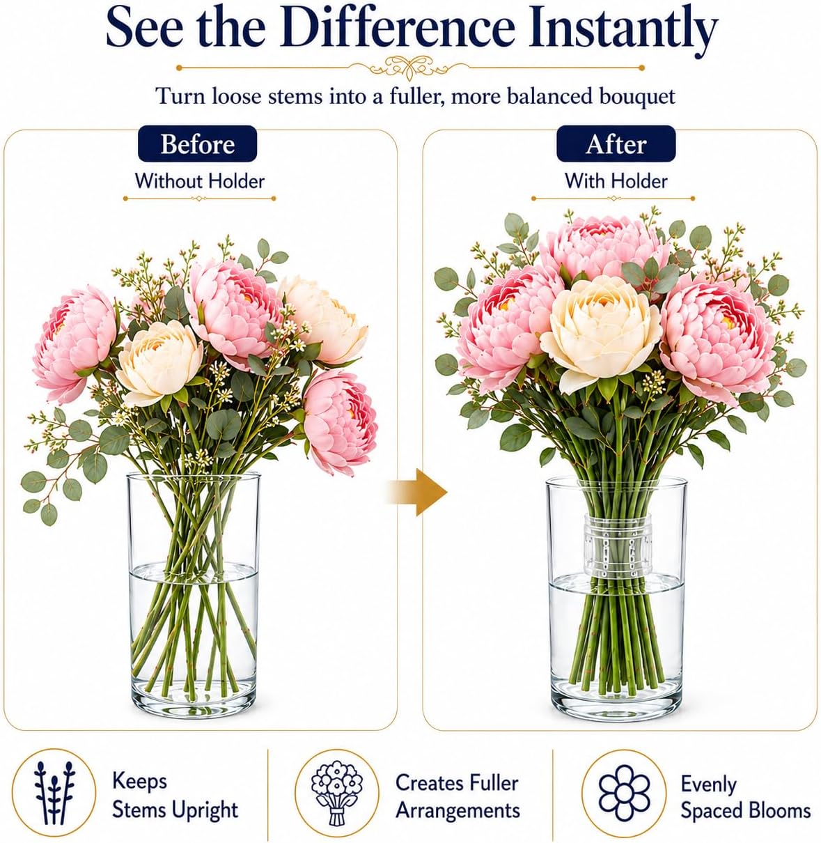 2 Pack Flower Arrangement Holder for Vase, Spiral Blossom Grid Flower Frog Stem Support, Ikebana Bouquet Tool (Clear)