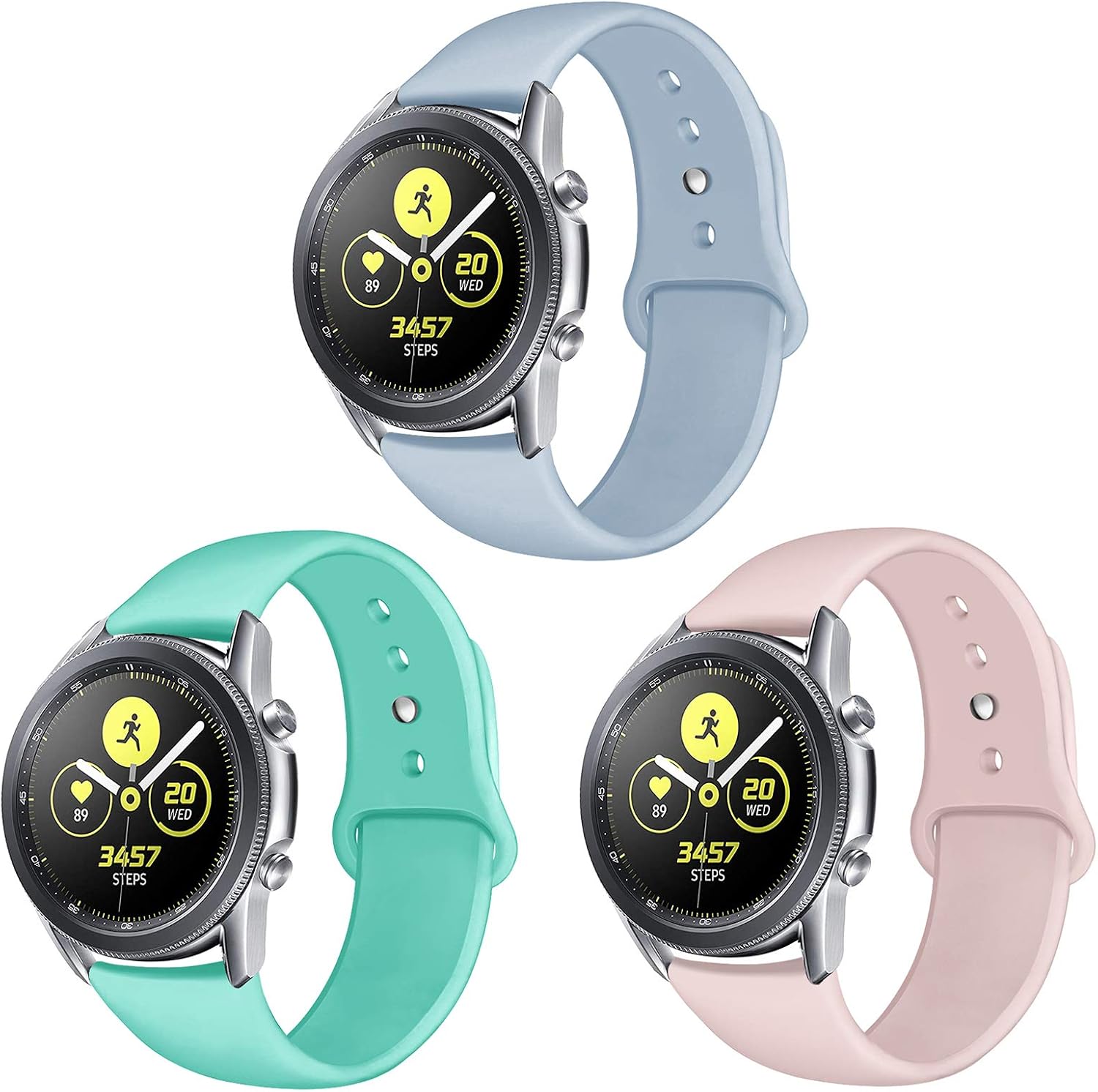 OenFoto Bands Compatible Samsung Galaxy Watch 3 41mm/ 42mm/ Galaxy Watch Active/Gear Sport, 20mm Soft Silicone Replacement Wristband for Samsung Galaxy Watch 3 Smartwatch, Women Men, Large Small
