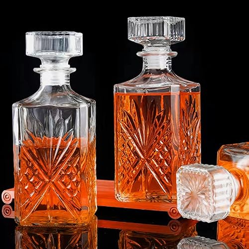 Miniatura 7 de Botella de vidrio, decantador de whisky de 31 onzas, delicado juego de decantadores para tequila, brandy, escocés y vodka, regalos, decoración de