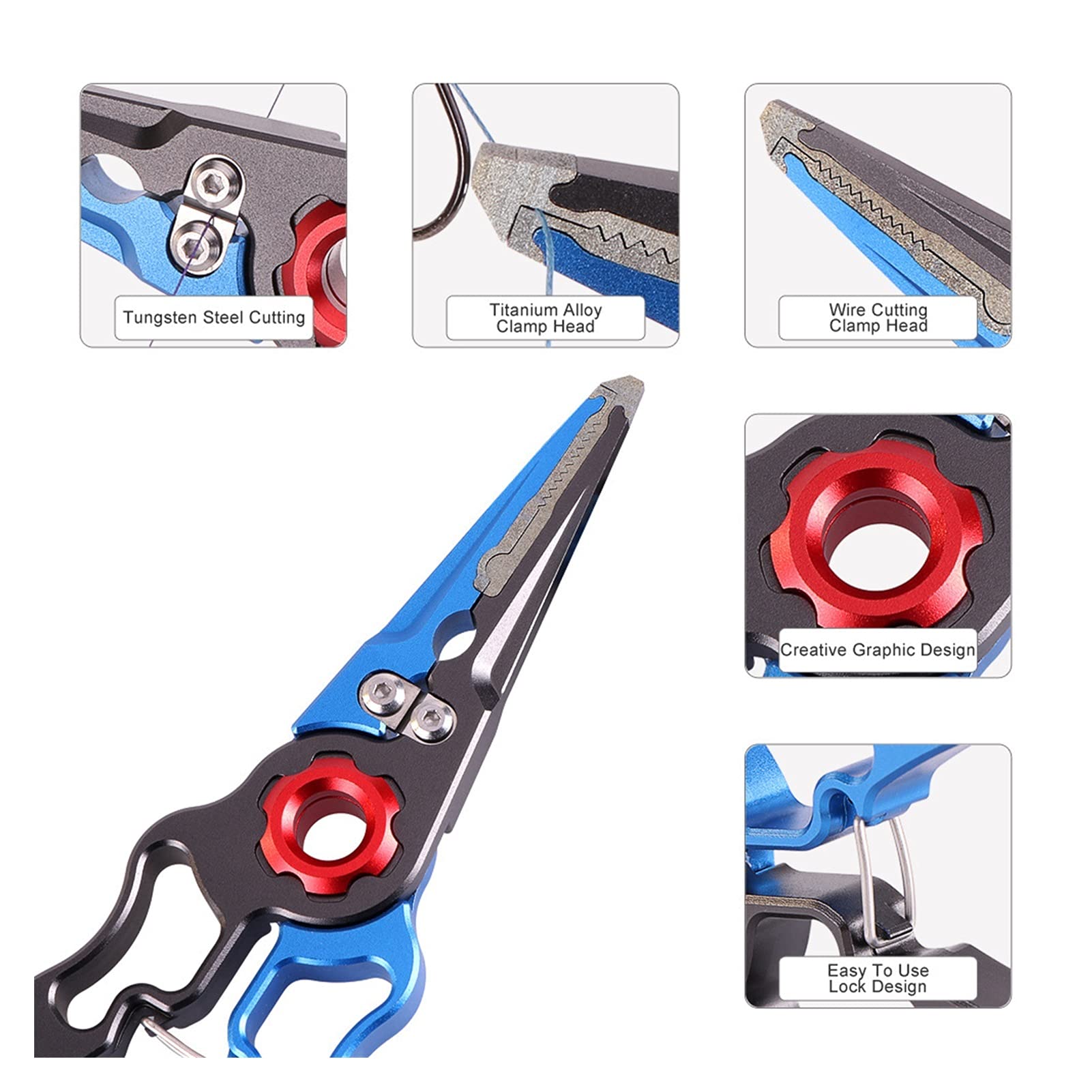 Angelzangen Fischzange Line Cutter Haken Ring Ring Opener Metall Presse Multifunktions Angelgerät Getriebe Werkzeuge Hakenentferner