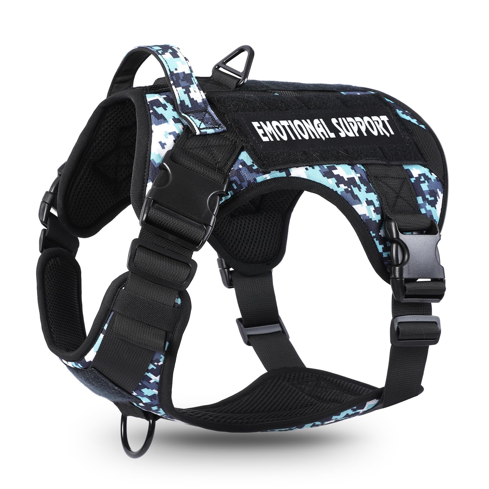 voopet Tactical Dog Harness - Military Emotional Support Service Dog Vest with Handle & Molle for Medium Large Dogs, Easy Control No Pull ESA Dog Vest