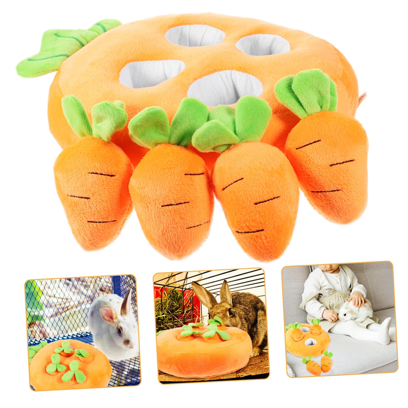 FOMIYES Giocattolo Interattivo Arancione a Forma di Carota Imbottitura in Cotone Pp Decorazione Gabbia Coniglio Gioco di Foraggiamento per Conigli e Porcellini D'india