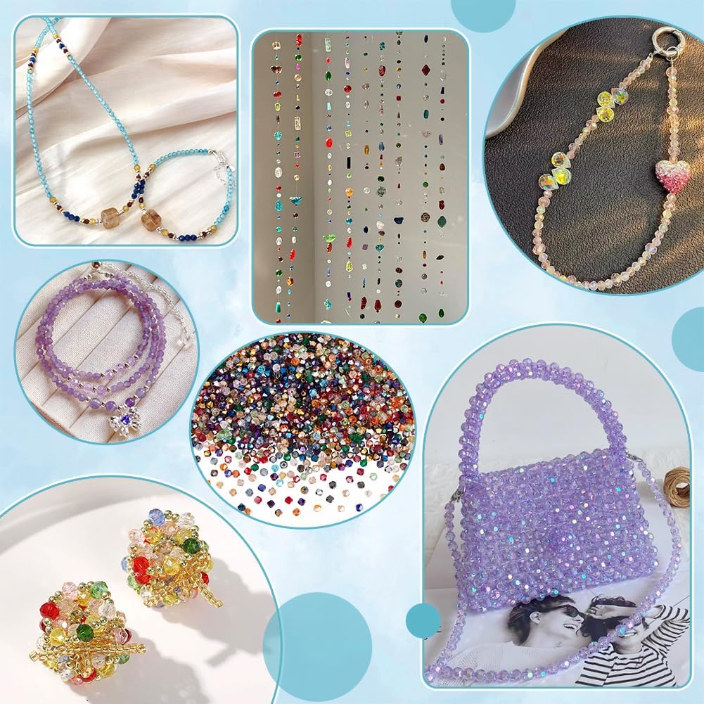 PH PandaHall 1920pcs 24 Color 4mm Glass Crystal Beads Assorted Bicone Jewelry Beads AB Color Loose Spacer Bead Bulk with 1mm Hole for Bracelet Necklace Earring Craft Making Halloween Home Decoration - Image 5