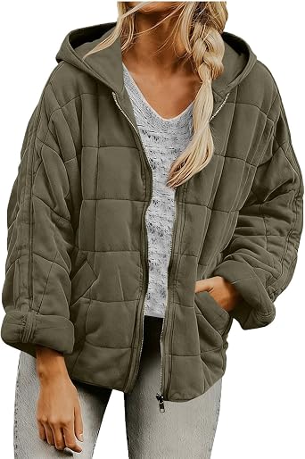 Hvyesh Quilted Jackets For Women Fall Jacket Womens 2025 Quilt Puffer Lightweight Jacket with Hood Winter Warm Womens Clothes