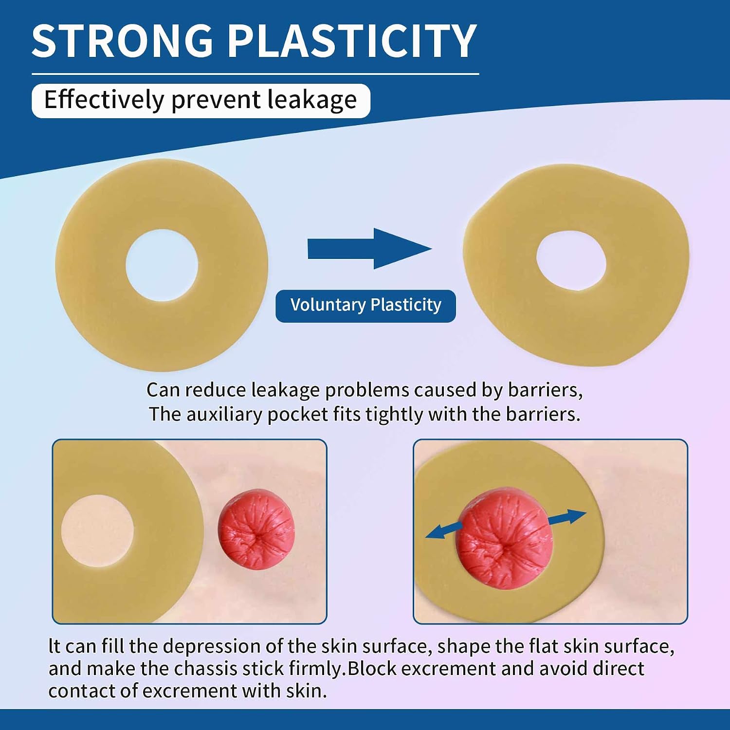 Ostomy Barrier Rings, Barrier Rings for ostomy, 4mm Thickness Moldable Ostomy Rings Medical Grade Hydrocolloid Adhesive Barrier Rings Better Seal for Ostomy Bags(Box of 10)
