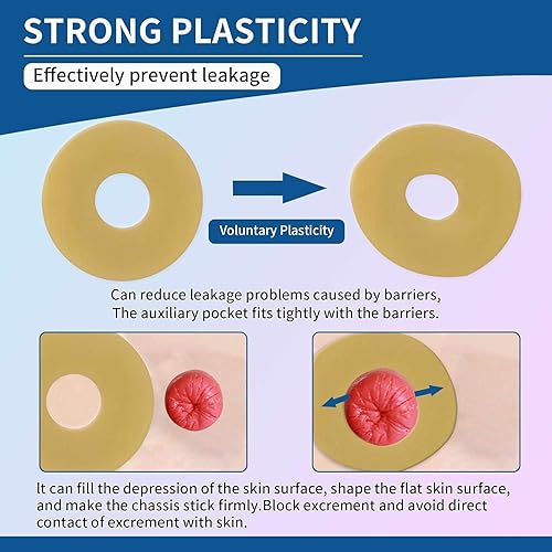 Miniatura 4 de Anillos de barrera para ostomía, anillos de barrera para ostomía, anillos de ostomía moldeables de 0.157 in de grosor, anillos de barrera adhesiva