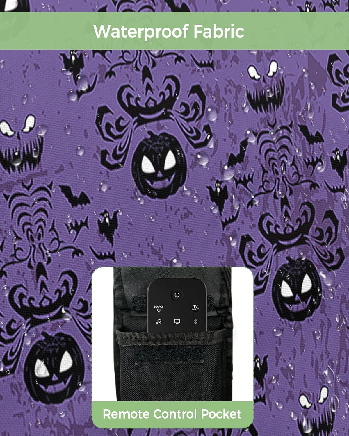 Outdoor TV Cover - Halloween Haunted Grimace Pumpkin Bat Purple Waterproof and Weatherproof 36"-39" LCD Movable Shield TV Display Screen Protector Outside Television Covers