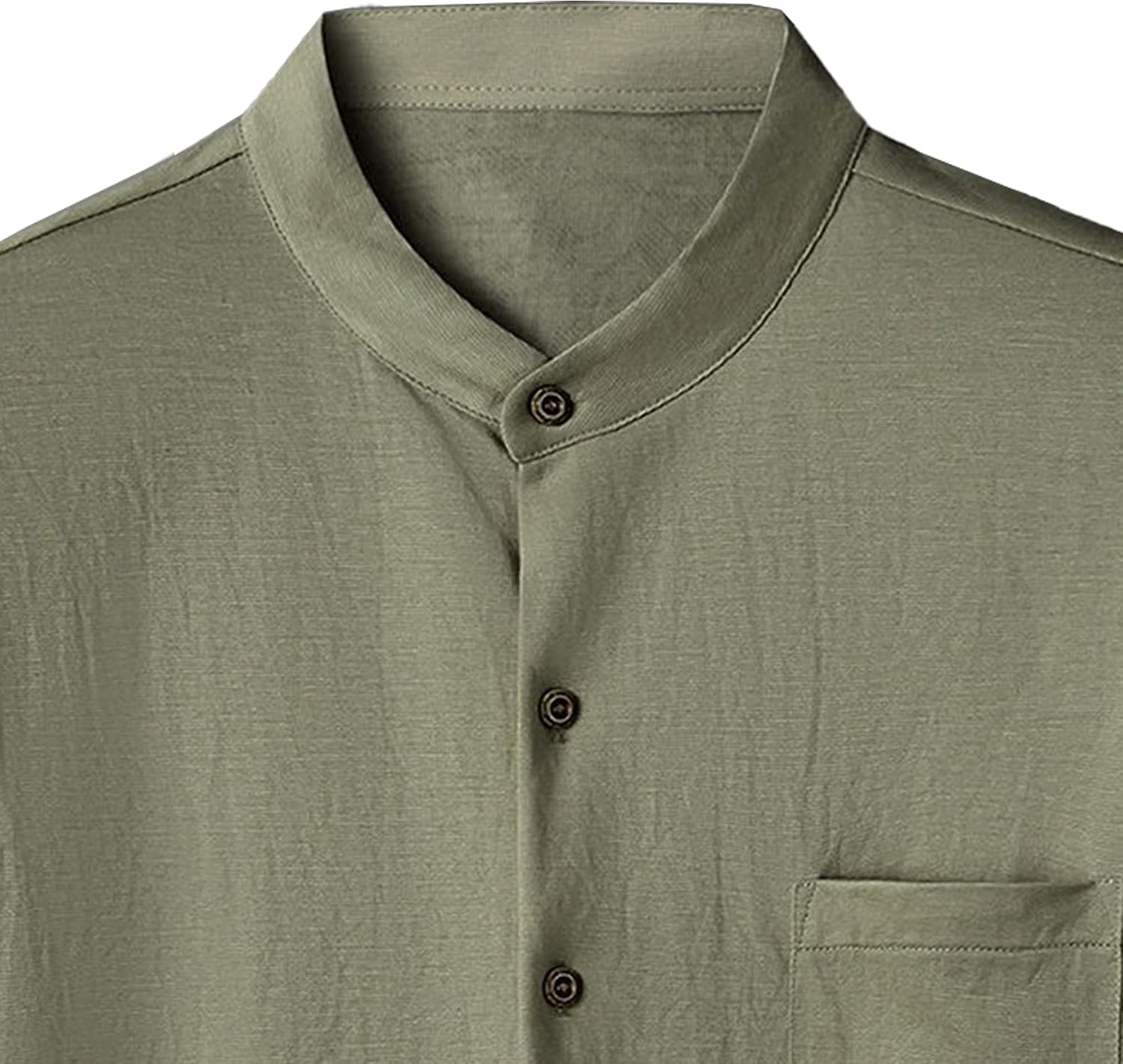 Men Short Sleeve Button Formal Shirt Everyday Casual Regular Fit Textured Tops Summer Solid Stand Collar Thin T Shirt