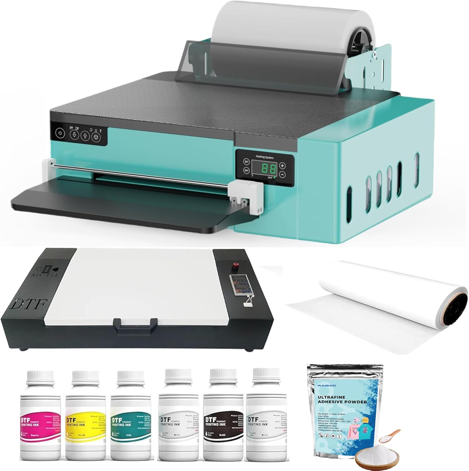 PUNEHOD DTF Printer A4 with Oven and Software, XP600 Printhead Double Speed Than L1800, Custom T Shirt Printing Machine, Multi-Material Compatible, Direct to Film, White Ink Circulation System
